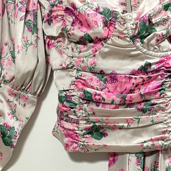 For Love And Lemons Palais Floral Crop Top in Gris Size XS - Picture 5 of 15